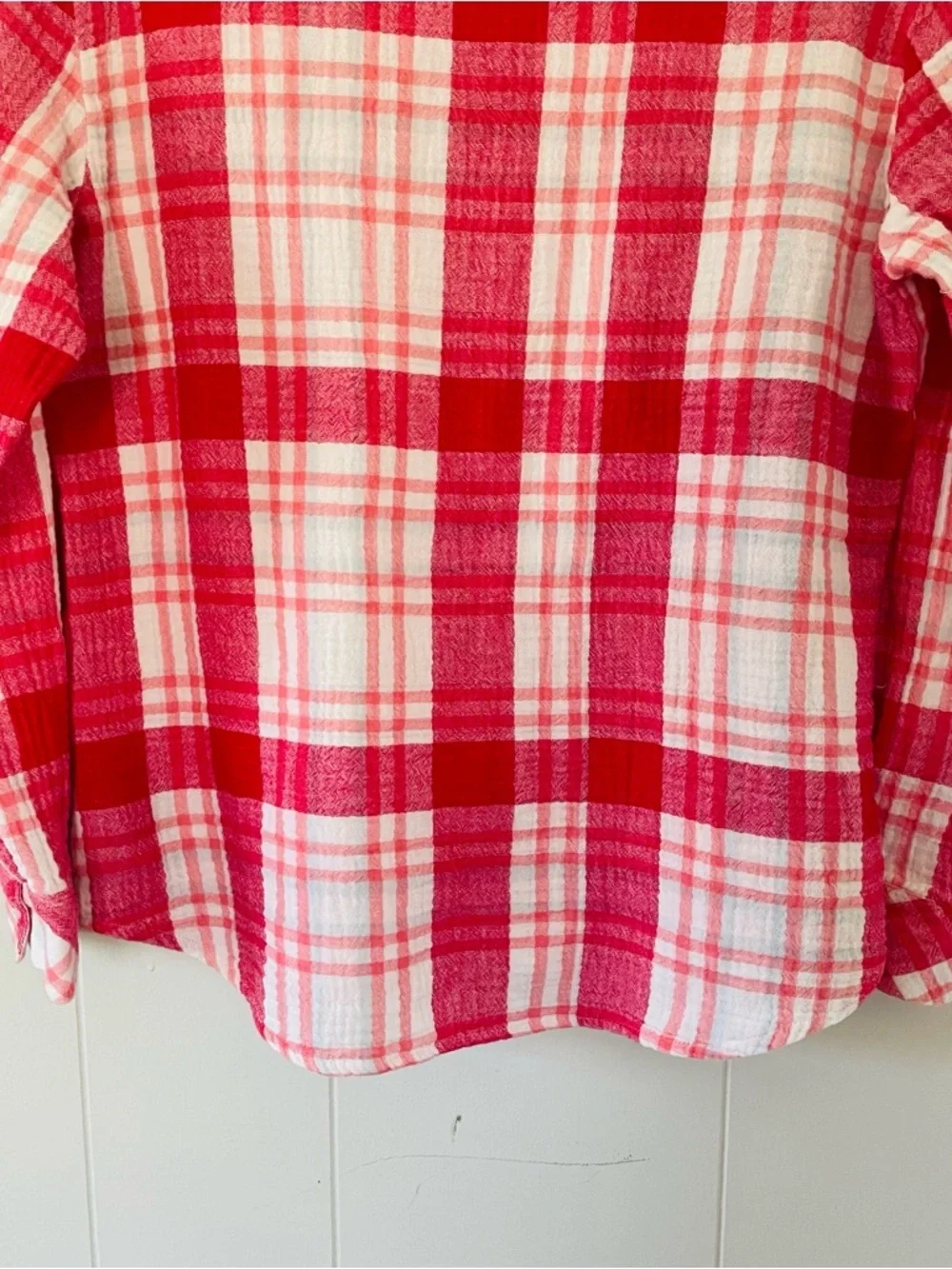 Sanctuary Pink and White Lightweight Plaid Shirt - Picture 9 of 9